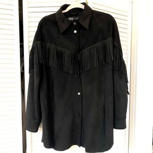 Zara fringe shirt jacket
